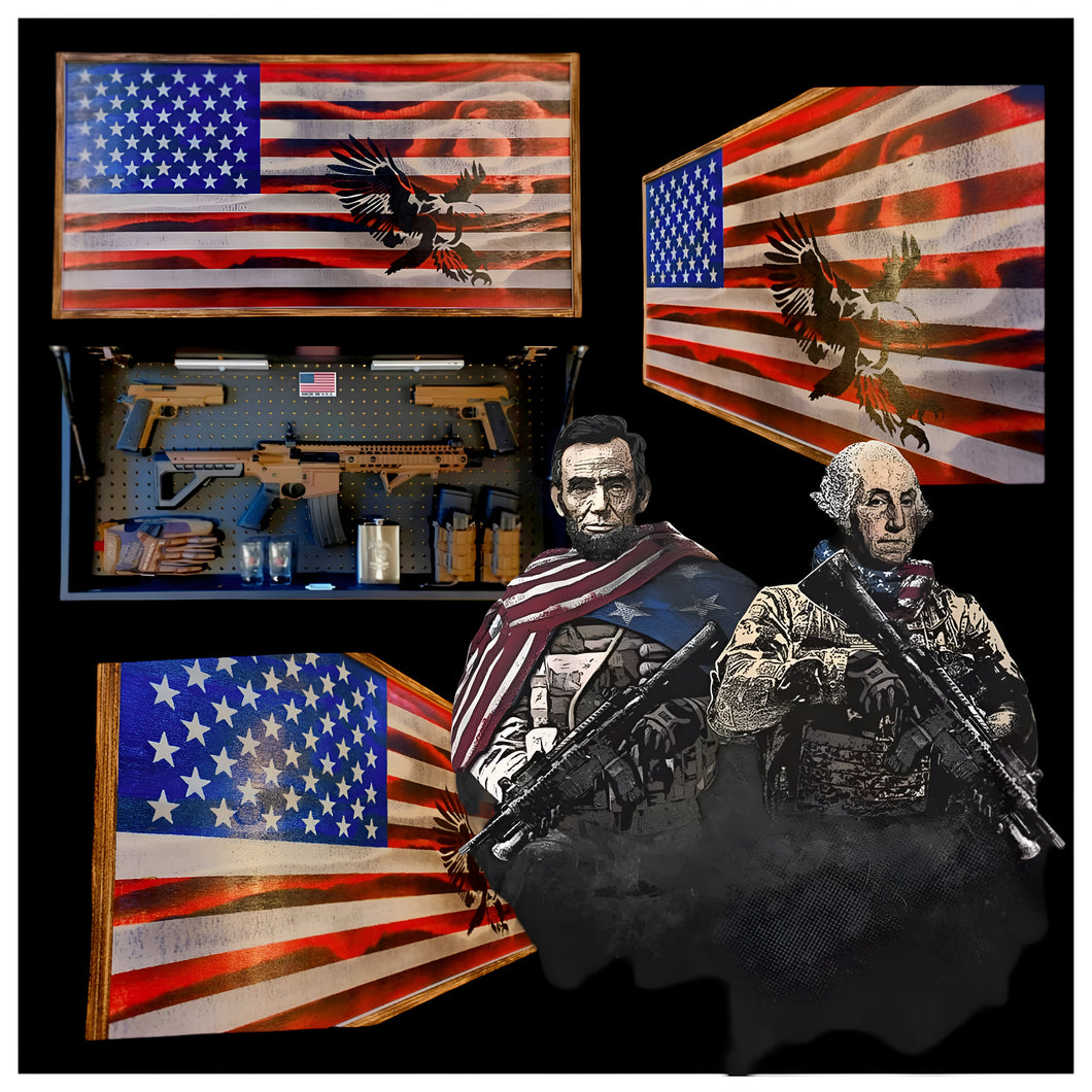 Large Charred Deluxe American Concealment Flag Wall Art 2.0 With Bald Eagle