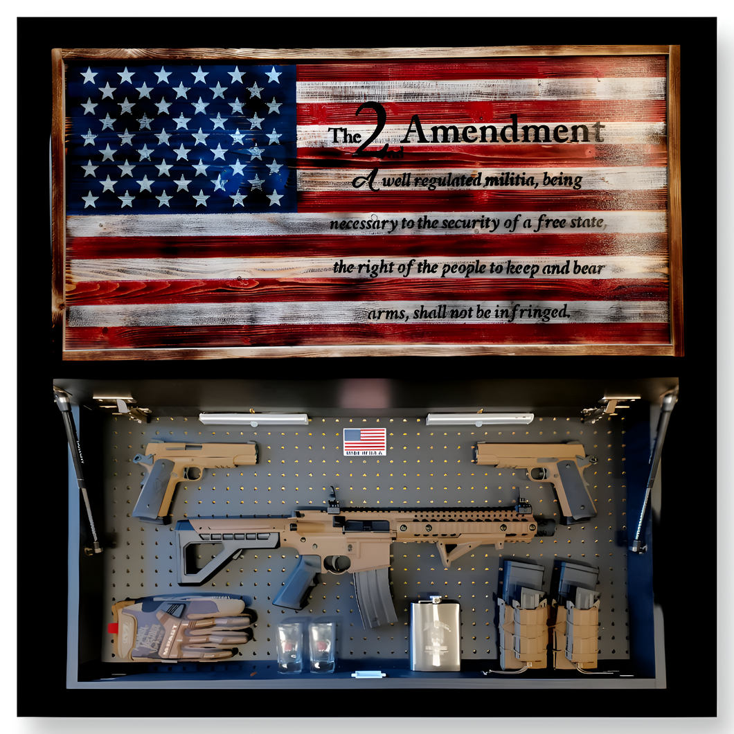 Large Charred Deluxe 2nd Amendment American Flag Concealment Wall Art 2.0