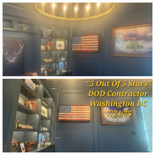 Load image into Gallery viewer, Timber Framed Deluxe Gun Concealment American Flag Coffee Table
