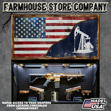 Load image into Gallery viewer, Gun Concealment Flag Deluxe Wall Art TORN &amp; BATTLE-WORN BLUE Oil Derrick Design
