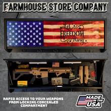 Load image into Gallery viewer, Gun Concealment Coat Rack Black Unit Charred American Flag Let Freedom Ring Design
