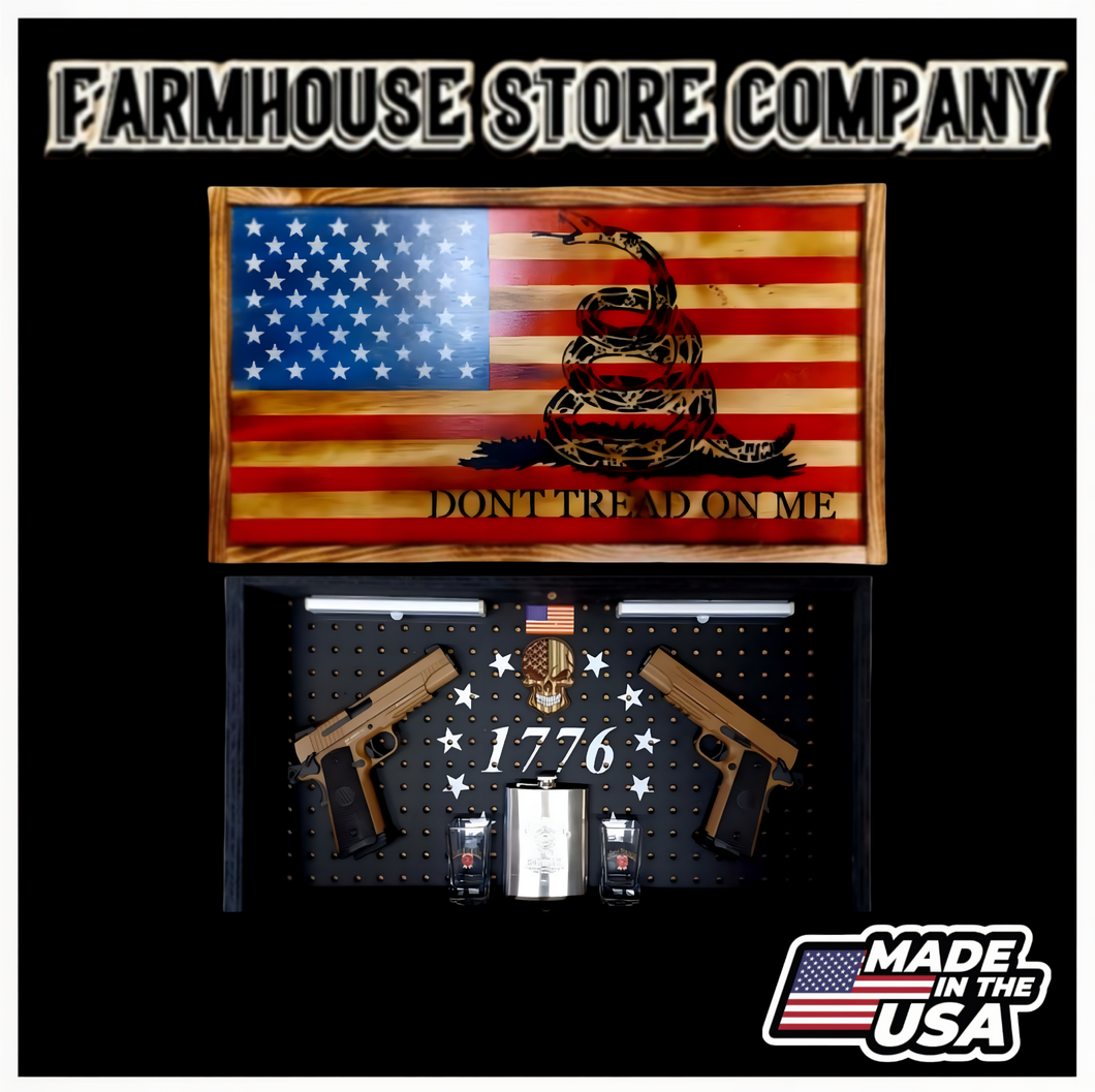Deluxe Charred Don't Tread On Me Flag Handgun Concealment Wall Art