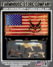 Load image into Gallery viewer, Gun Concealment Flag Deluxe Wall Art Charred US Air Force Design
