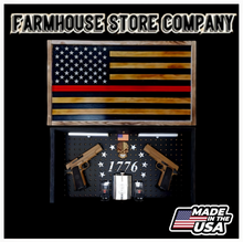 Load image into Gallery viewer, Deluxe Charred Thin Red Line Flag Handgun Concealment Wall Art

