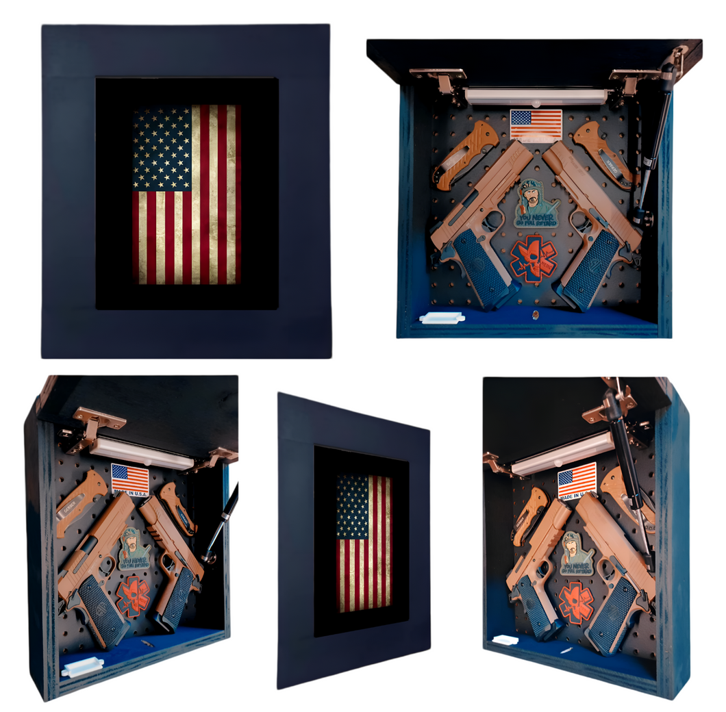 Vertical American Flag Deluxe Gun Concealment Picture Frame