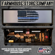 Load image into Gallery viewer, Gun Concealment Coat Rack Black Unit White Thin Blue Line Flag Design
