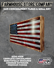 Load image into Gallery viewer, Gun Concealment Flag Deluxe Handgun Wall Art BATTLE-WORN OD GREEN Army Ranger Design
