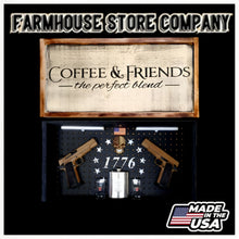 Load image into Gallery viewer, Coffee &amp; Friends Deluxe Gun Concealment Flag Wall Art
