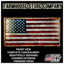 Load image into Gallery viewer, Gun Concealment Flag Deluxe Wall Art BATTLE-WORN OD GREEN 2A Ruby Ridge Design
