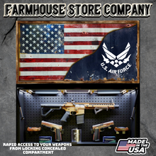 Load image into Gallery viewer, Gun Concealment Flag Deluxe Wall Art TORN &amp; BATTLE-WORN BLUE US Air Force Design

