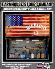 Load image into Gallery viewer, Gun Concealment Flag Deluxe Wall Art Charred Jack Daniel's Design
