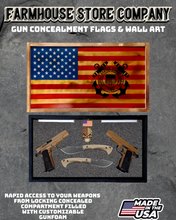 Load image into Gallery viewer, Gun Concealment Flag Deluxe Handgun Wall Art Charred Flag Coast Guard Design
