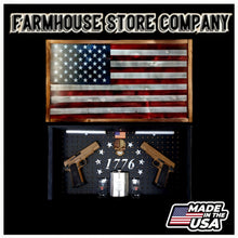 Load image into Gallery viewer, Deluxe Charred RWB American Flag Handgun Concealment Wall Art
