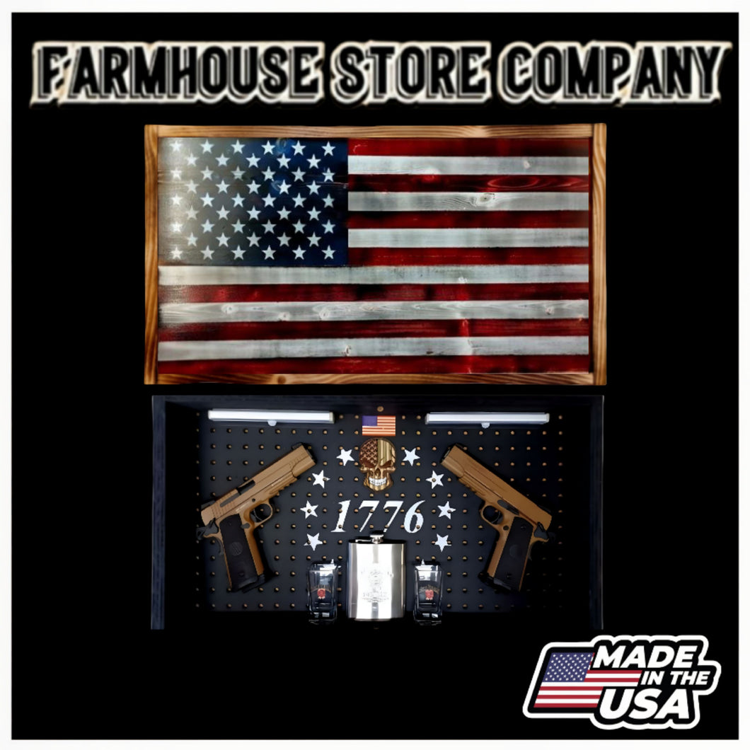 Deluxe Charred RWB American Flag Handgun Concealment Wall Art