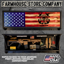 Load image into Gallery viewer, Gun Concealment Coat Rack Black Unit Charred American Flag Coast Guard Design
