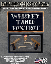 Load image into Gallery viewer, Gun Concealment Flag Deluxe Handgun Wall Art Charred Black WTF Design
