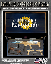 Load image into Gallery viewer, Gun Concealment Flag Deluxe Wall Art Charred Black Sunflower Design
