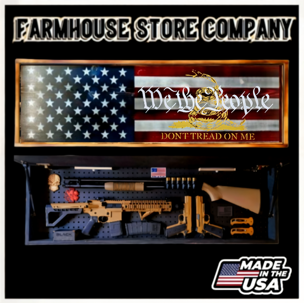 Half American Flag & We The People Gadsden Long Rifle Gun Concealment Flag Wall Art