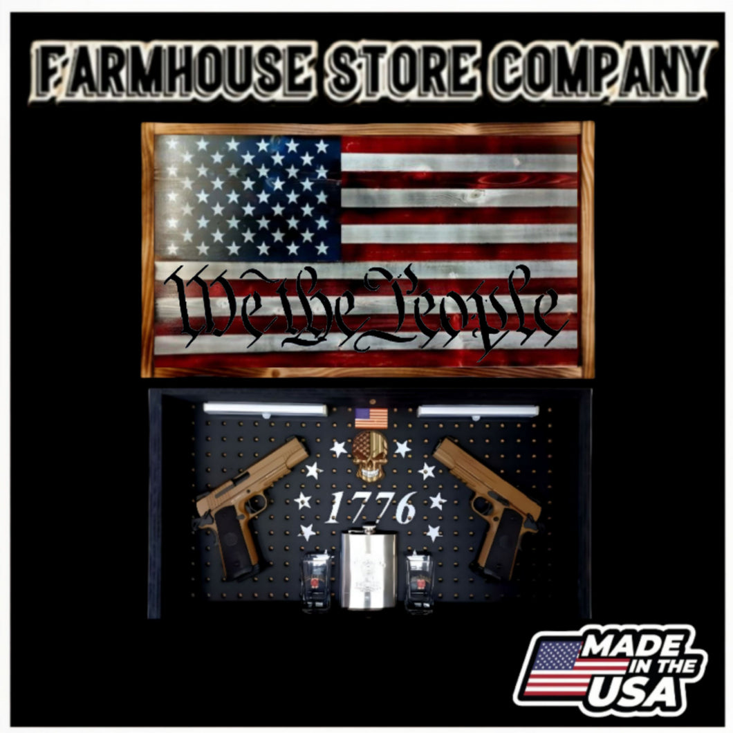Deluxe Charred American Flag & WTP Handgun Concealment Flag Wall Art