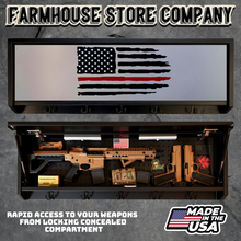 Load image into Gallery viewer, Gun Concealment Coat Rack Black Unit White Thin Red Line Flag Design
