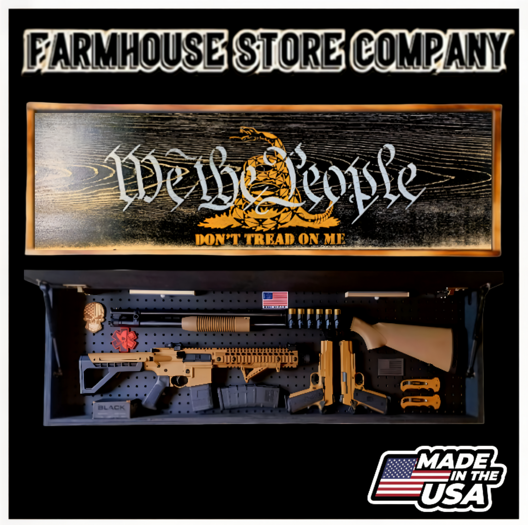 Distressed We The People Gadsden Long Rifle Gun Concealment Flag Wall Art