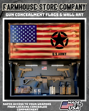 Load image into Gallery viewer, Gun Concealment Flag Deluxe Wall Art Charred US Army Design
