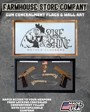 Load image into Gallery viewer, Gun Concealment Flag Deluxe Handgun Wall Art White Mother Cluckers Design
