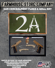 Load image into Gallery viewer, Gun Concealment Flag Deluxe Handgun Wall Art BATTLE-WORN OD GREEN 2A Design
