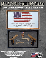 Load image into Gallery viewer, Gun Concealment Flag Deluxe Handgun Wall Art White Johnny Cash Quote Design
