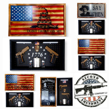 Load image into Gallery viewer, Deluxe Charred Don&#39;t Tread On Me Flag Handgun Concealment Wall Art
