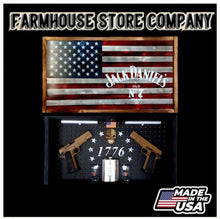 Load image into Gallery viewer, Deluxe Charred American Flag &amp; Jack Daniel&#39;s Handgun Concealment Flag Wall Art
