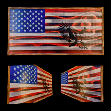 Load image into Gallery viewer, Large Charred Deluxe American Concealment Flag Wall Art 2.0 With Bald Eagle
