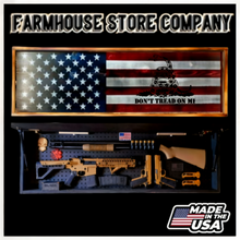 Load image into Gallery viewer, Half American Flag &amp; Gadsden Long Rifle Gun Concealment Flag Wall Art
