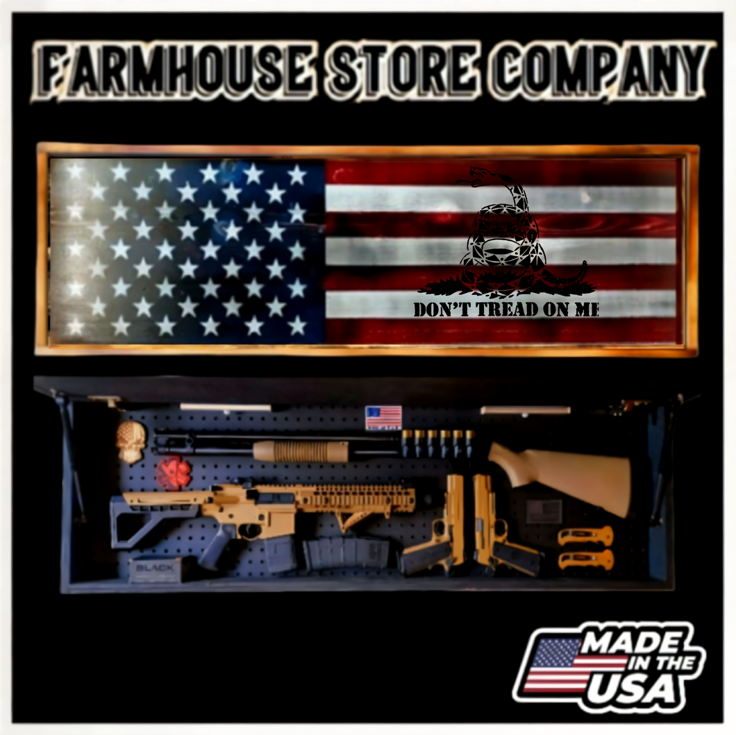 Half American Flag & Gadsden Long Rifle Gun Concealment Flag Wall Art