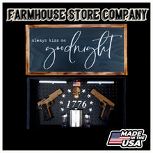 Load image into Gallery viewer, Deluxe Charred Kiss Me Goodnight Handgun Concealment Wall Art
