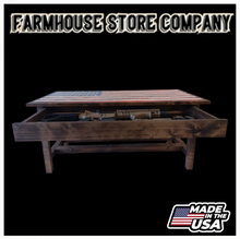 Load image into Gallery viewer, Timber Framed Deluxe Gun Concealment American Flag Coffee Table
