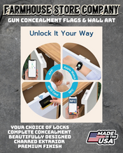 Load image into Gallery viewer, Gun Concealment Flag Deluxe Handgun Wall Art BATTLE-WORN OD GREEN Army Ranger Design
