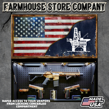 Load image into Gallery viewer, Gun Concealment Flag Deluxe Wall Art TORN &amp; BATTLE-WORN BLUE Offshore Oil Rig Design
