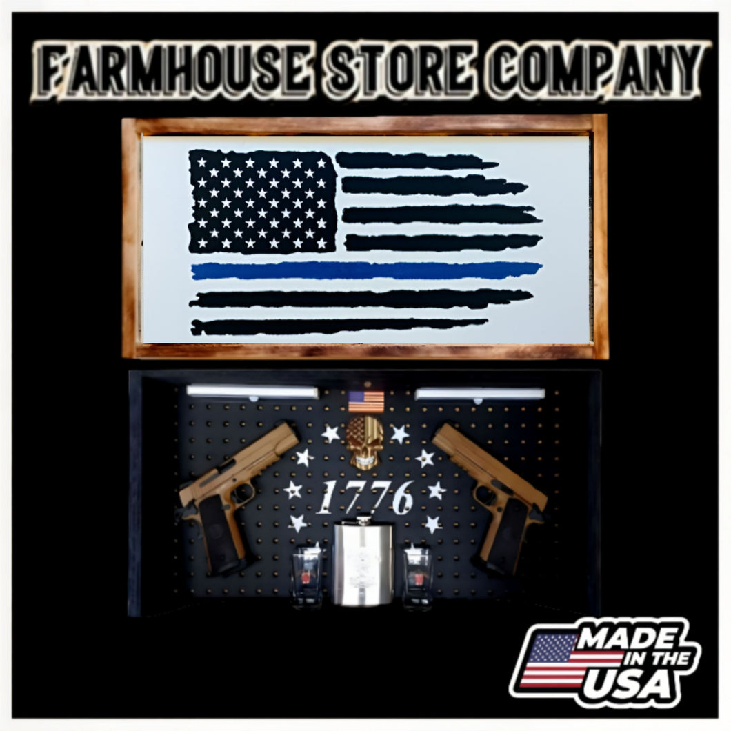 Thin Blue Line Deluxe Gun Concealment Flag Wall Art