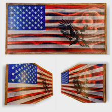 Load image into Gallery viewer, Large Charred Deluxe American Concealment Flag Wall Art 2.0 With Bald Eagle
