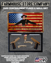 Load image into Gallery viewer, Gun Concealment Flag Deluxe Handgun Wall Art Charred Flag Huckleberry Design
