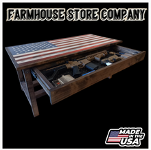 Load image into Gallery viewer, Timber Framed Deluxe Gun Concealment American Flag Coffee Table
