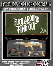 Load image into Gallery viewer, Gun Concealment Flag Deluxe Wall Art BATTLE-WORN OD GREEN FAFO 2A Design
