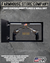 Load image into Gallery viewer, Gun Concealment Flag Deluxe Handgun Wall Art BATTLE-WORN OD GREEN Army Ranger Design
