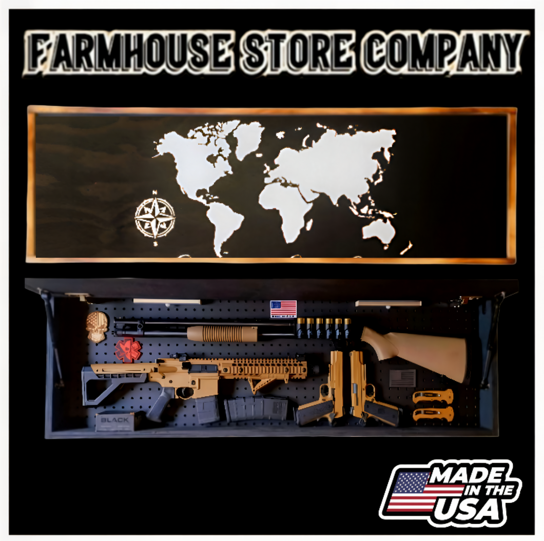 Old World Map Long Rifle Gun Concealment Flag Wall Art