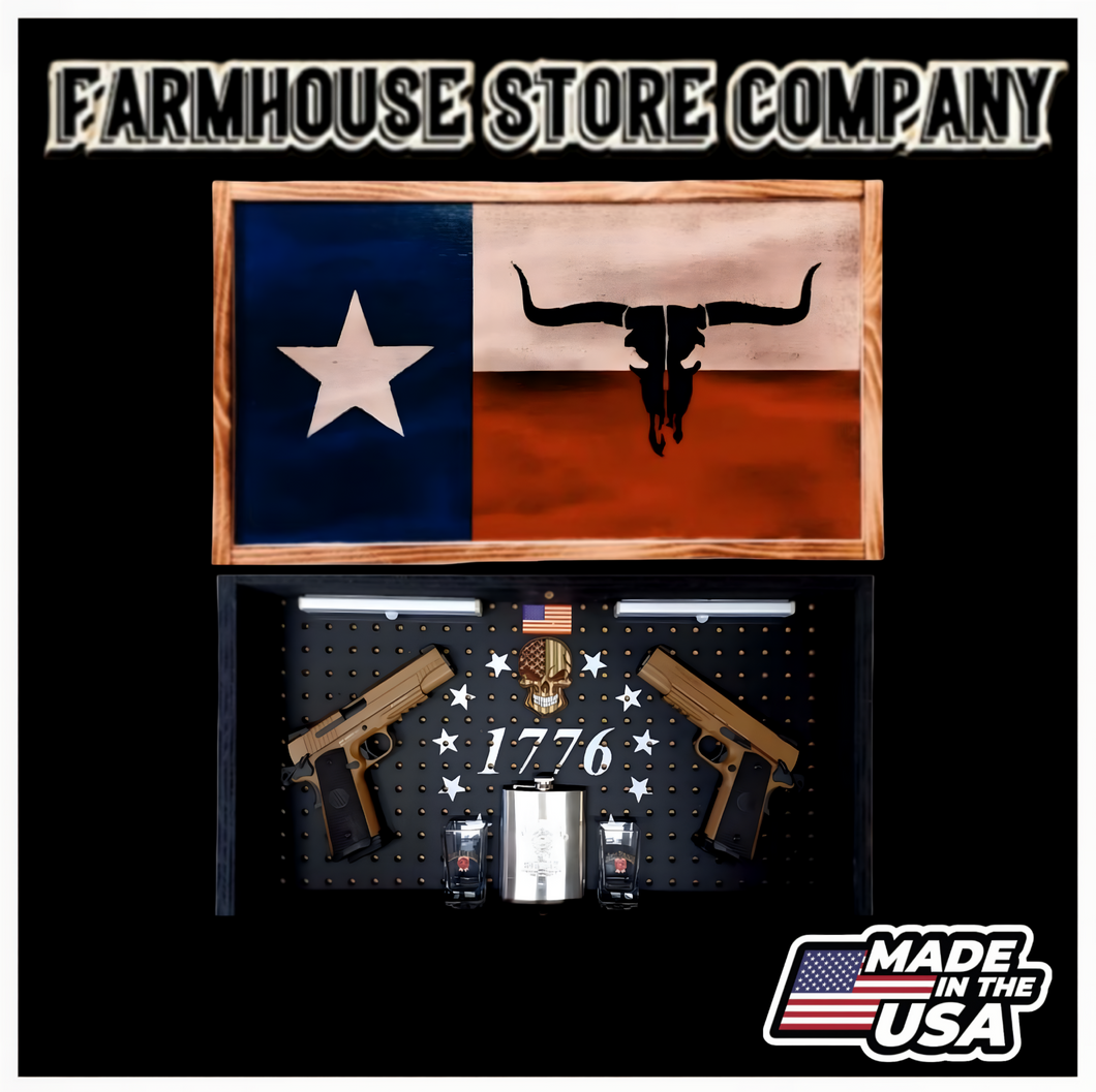 Deluxe Charred Texas Flag Handgun Concealment Wall Art