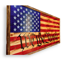 Load image into Gallery viewer, Large Charred Deluxe We The People  American Concealment Flag Wall Art 2.0
