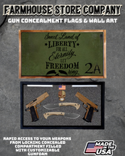 Load image into Gallery viewer, Gun Concealment Flag Deluxe Handgun Wall Art BATTLE-WORN OD GREEN Liberty 2A Design
