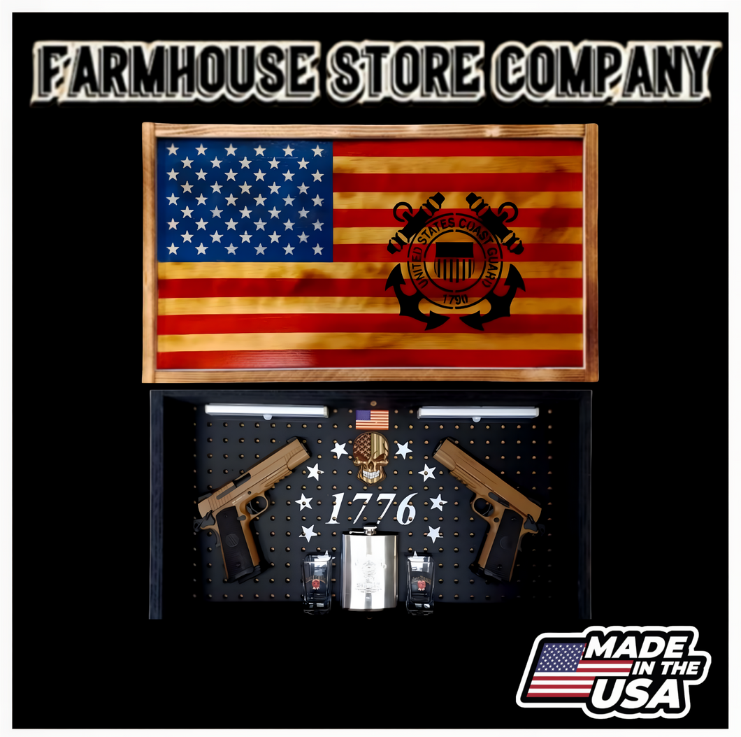 Deluxe Charred US Coast Guard Flag Handgun Concealment Wall Art