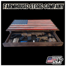 Load image into Gallery viewer, Timber Framed Deluxe Gun Concealment American Flag Coffee Table
